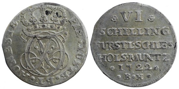 6 Schilling, Hzgl. Schleswig-Holstein-Gottorpische Linie, Karl  Friedrich  (1702 - 1739)